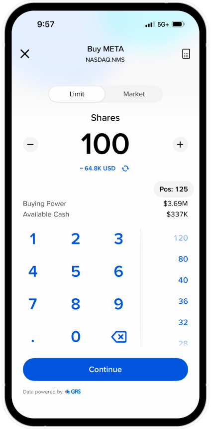 Interface focada do IBKR GlobalTrader